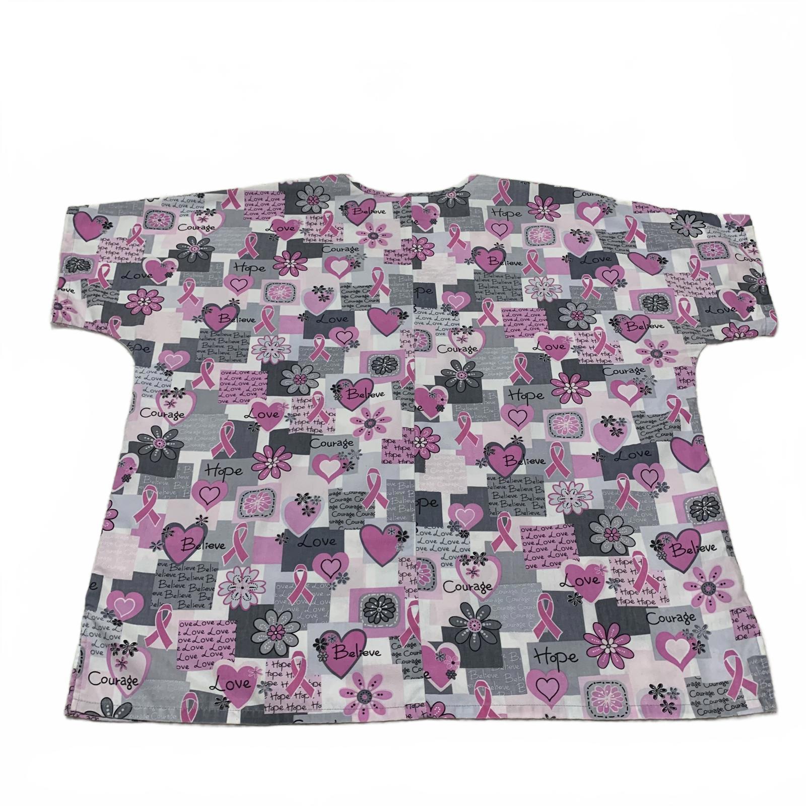 HQ Scrub High Quality Basic Women's L/XL Pink Ribbon Breast Cancer Awareness