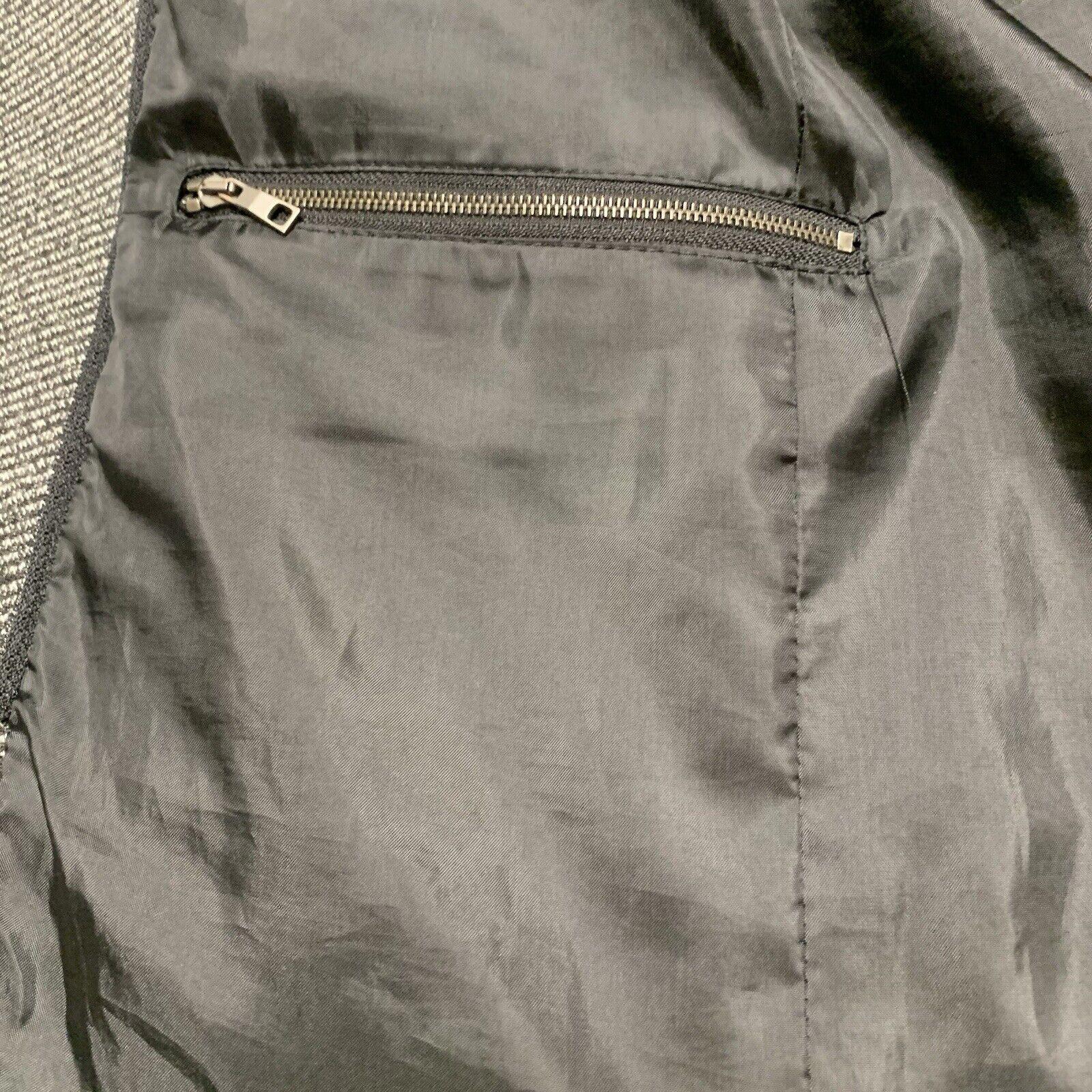 Zara Man buckle High Collar  Coat Size 42 Herringbone Gray Made in Turkey