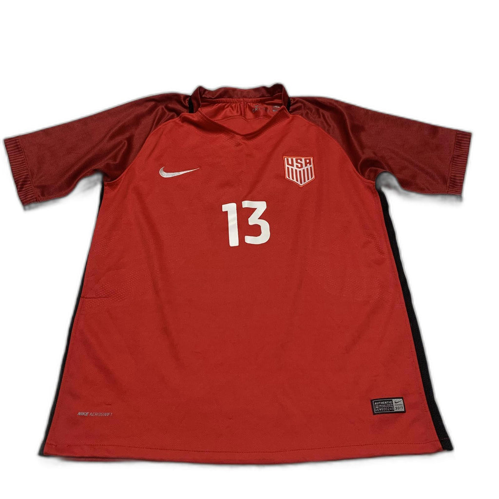 Nike USA Women's Soccer Jersey Size 26 Red Black Morgan #13 Dri-FIT Technology