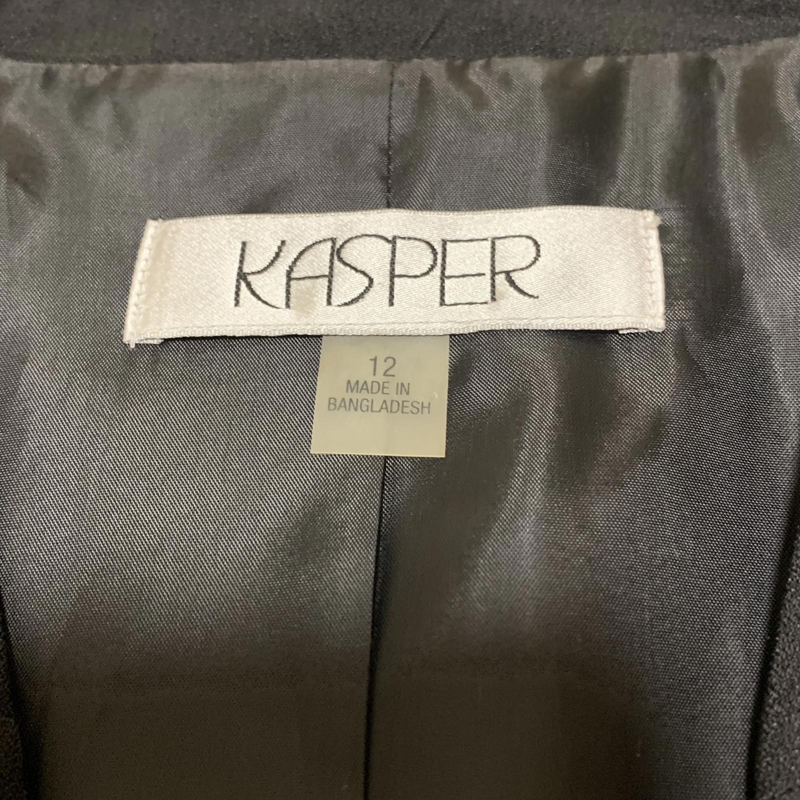 Kasper Women's Black Open Front Blazer Jacket Size 12 Lined Career Work Office