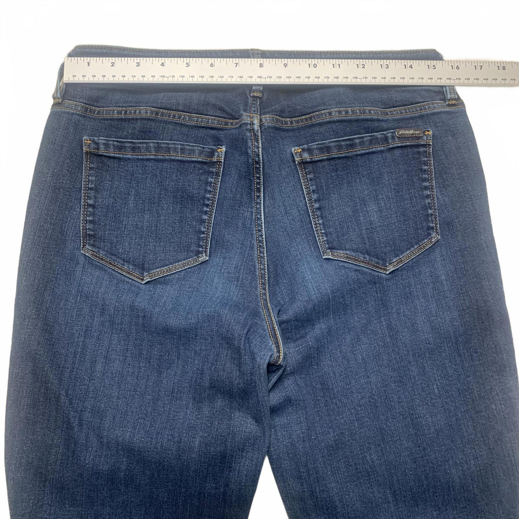 Eddie Bauer Womens Size 10 Dark Wash Blue Slim Straight Curvy Jeans W31 X 29.5L