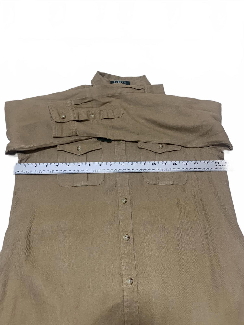 Lauren Ralph Lauren Petite Women's Size Petite Medium Tan Shirt Dress Belt