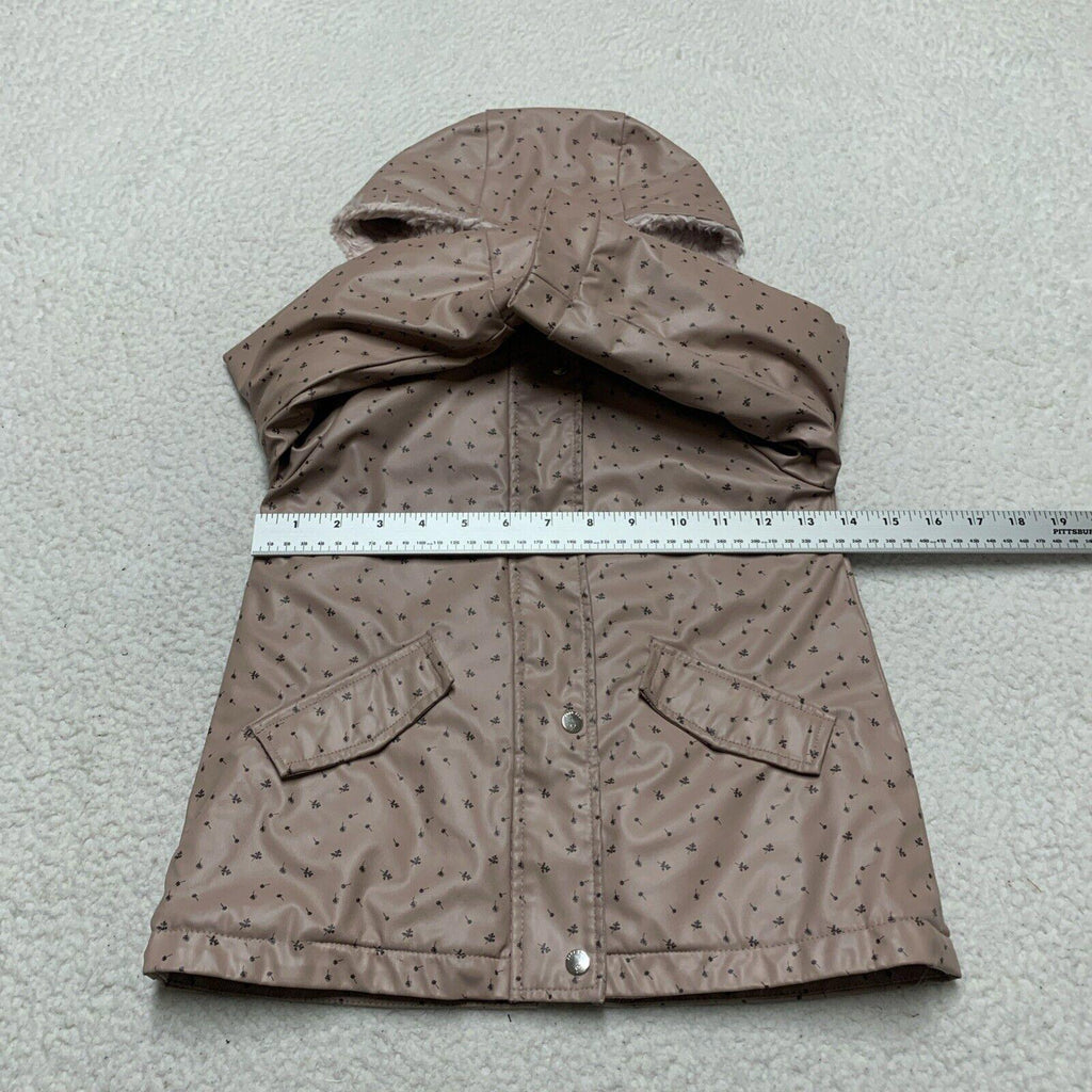 Zara Baby Girl Size 3-4 Years Pink Floral Print Fleece Lined Raincoat HoodJacket