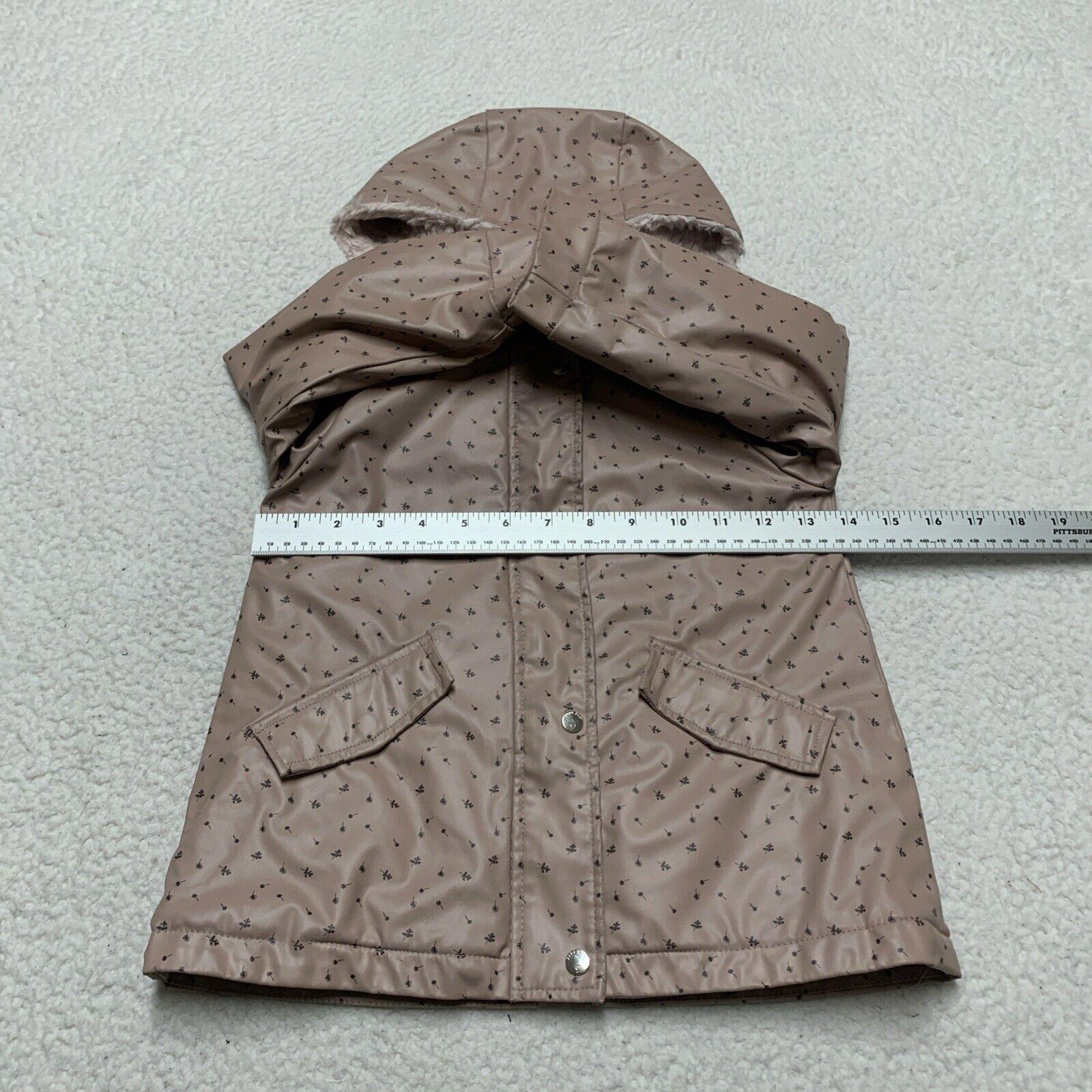 Zara Baby Girl Size 3-4 Years Pink Floral Print Fleece Lined Raincoat HoodJacket