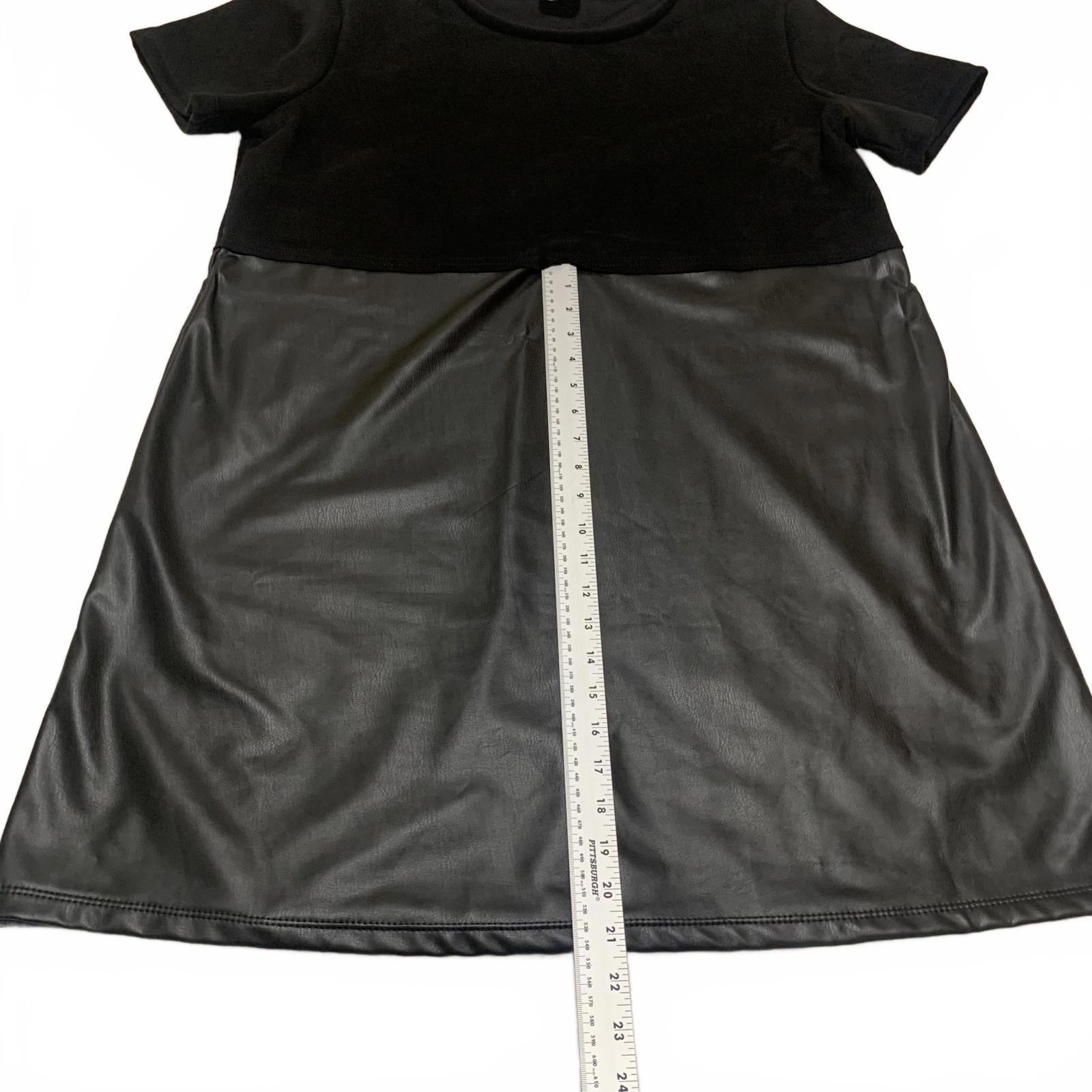 Arula Women's Size 1X Short Sleeve Casual Dress Faux Leather Skirt USA