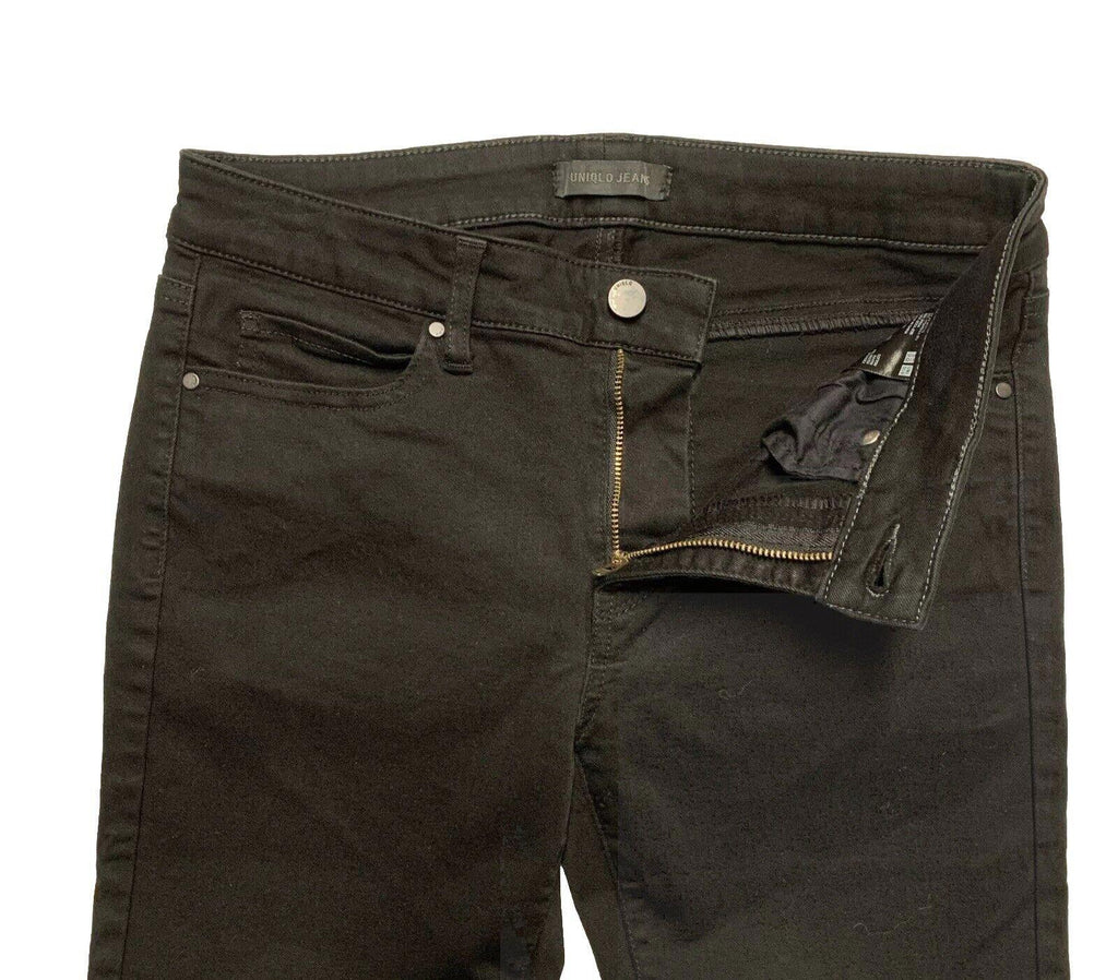 Uniqlo Men's Size 27x 26.75 Black Skinny Jeans Mid Rise Denim Cotton Blend