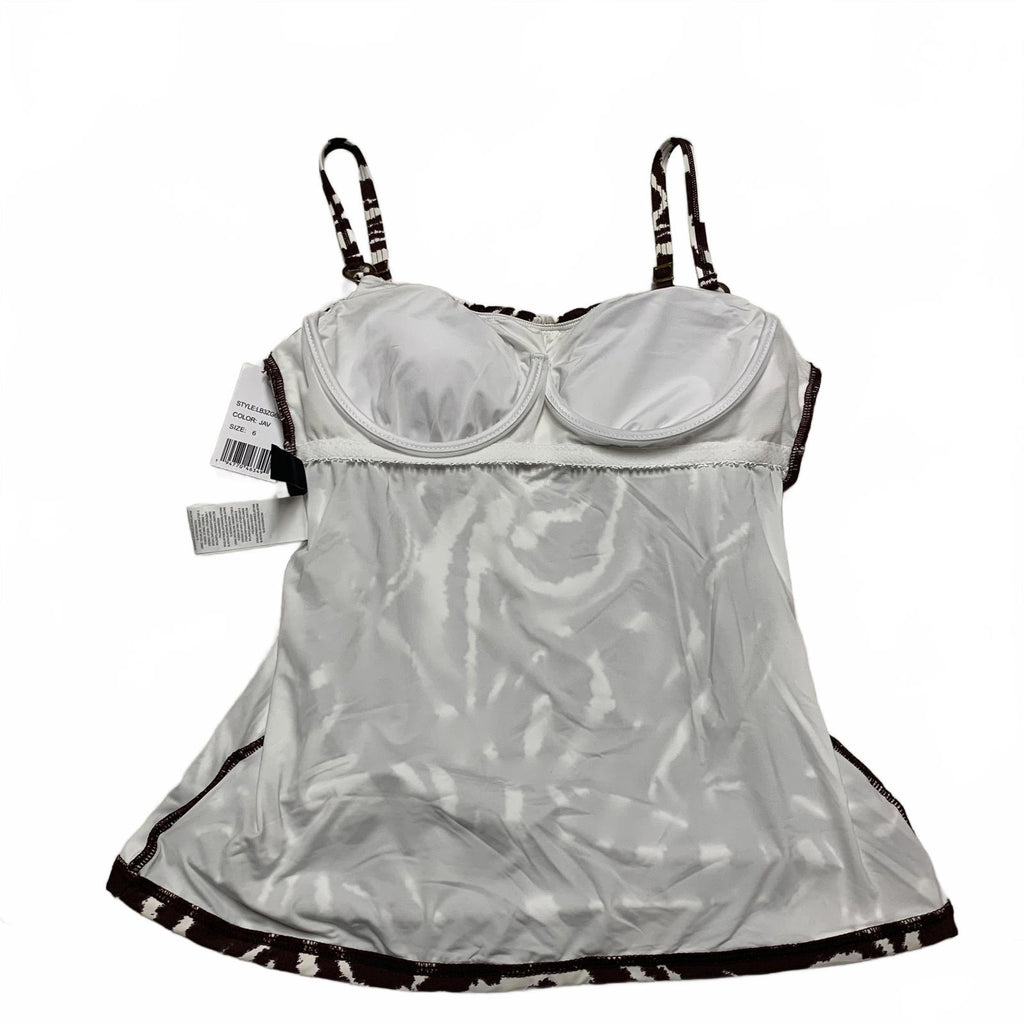 La Blanca Women's Sz 6 Zebra Brown Tan Print Tankini Top Built in Bra Support