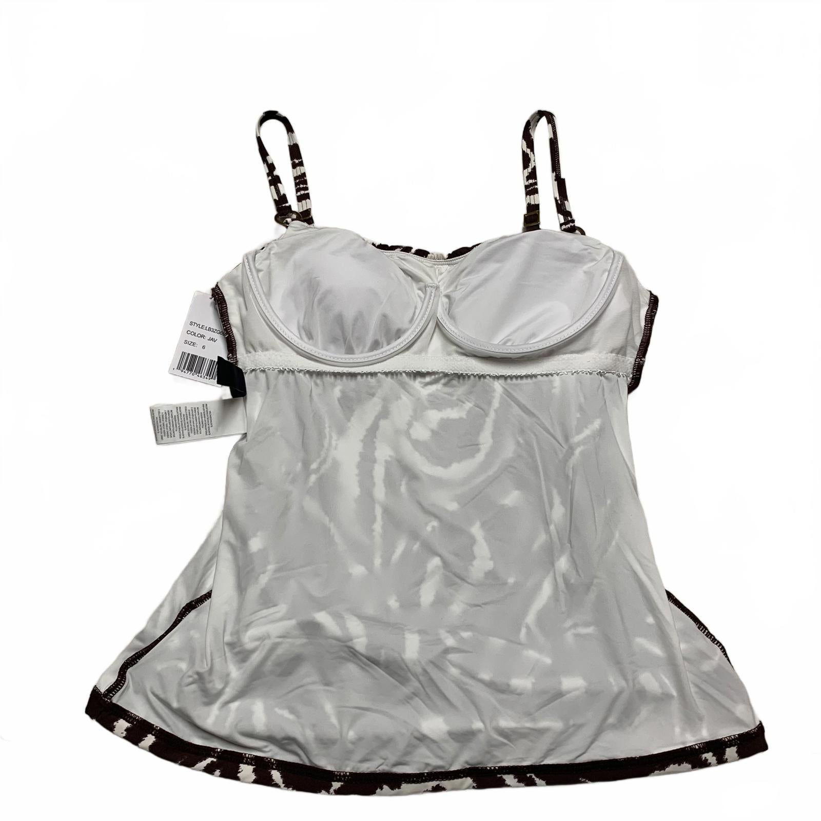 La Blanca Women's Sz 6 Zebra Brown Tan Print Tankini Top Built in Bra Support
