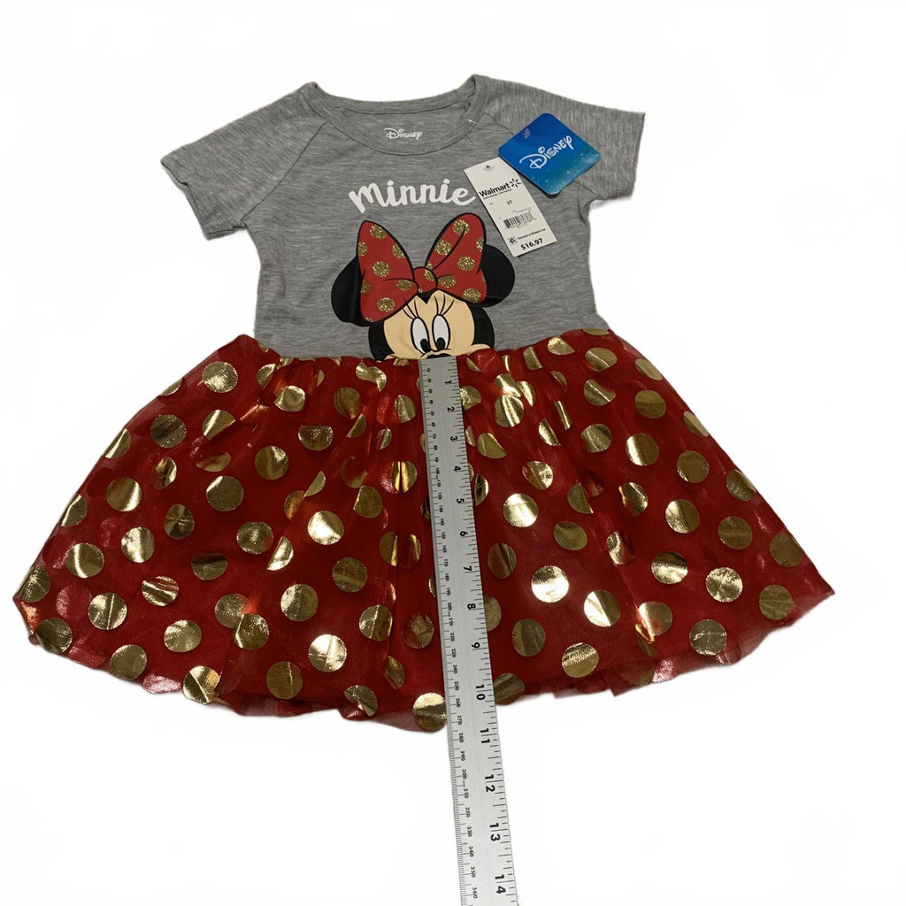 Disney Minnie Mouse Girls' Dress size 3T Red Gold Polka Dot TuTu Skirt