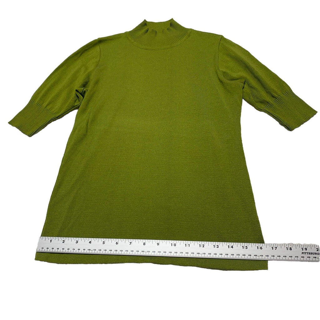 Of White Women’s Size 38 Lime Green  Half Sleeve Mock Neck Shirt Stretch Top