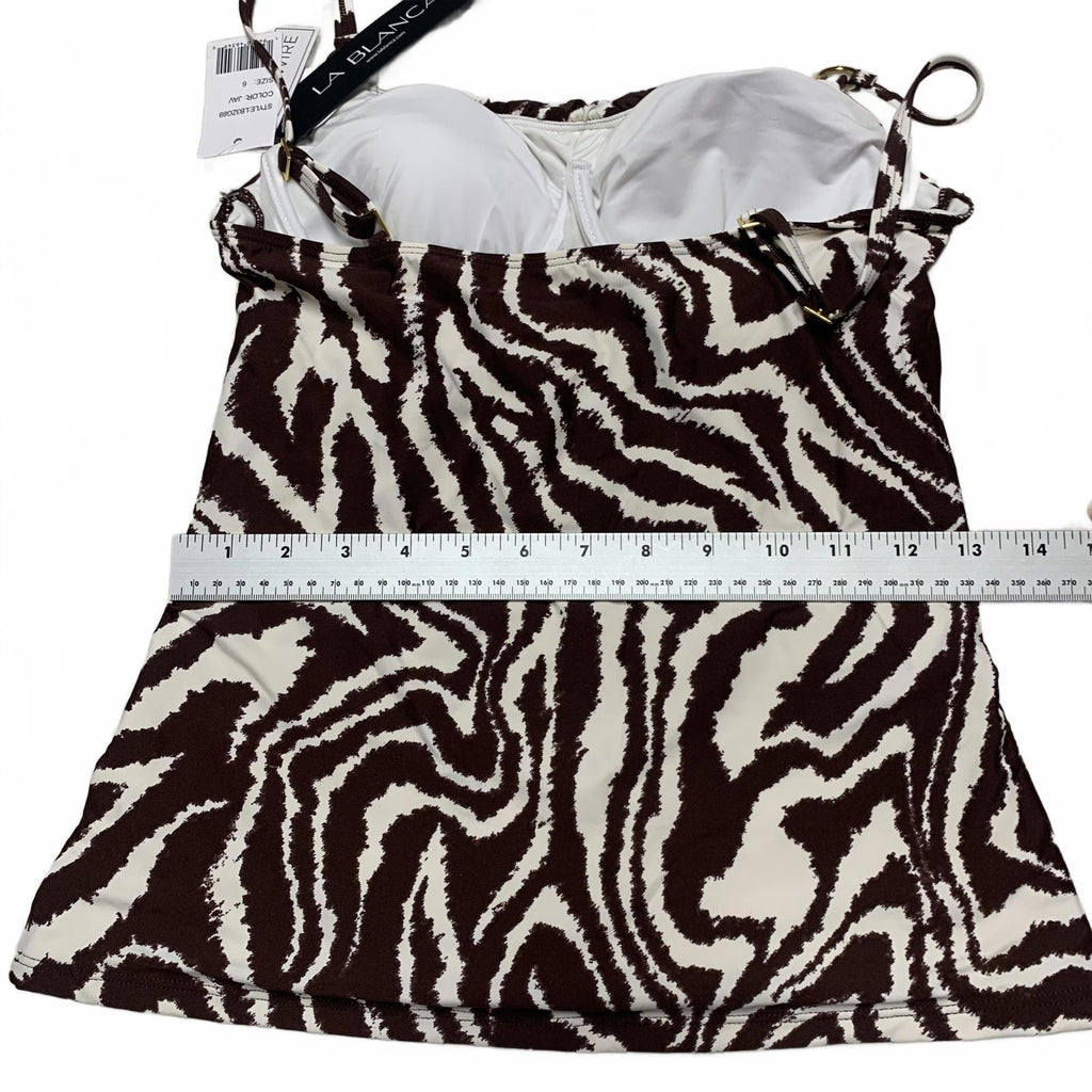 La Blanca Women's Sz 6 Zebra Brown Tan Print Tankini Top Built in Bra Support