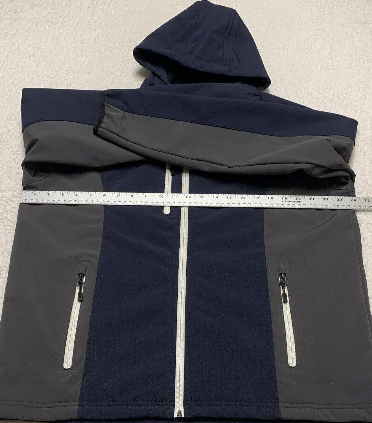Landway Men's Medium Navy/Gray Hood Soft Shell Full-Zip Fleece Lined Golf Jacket
