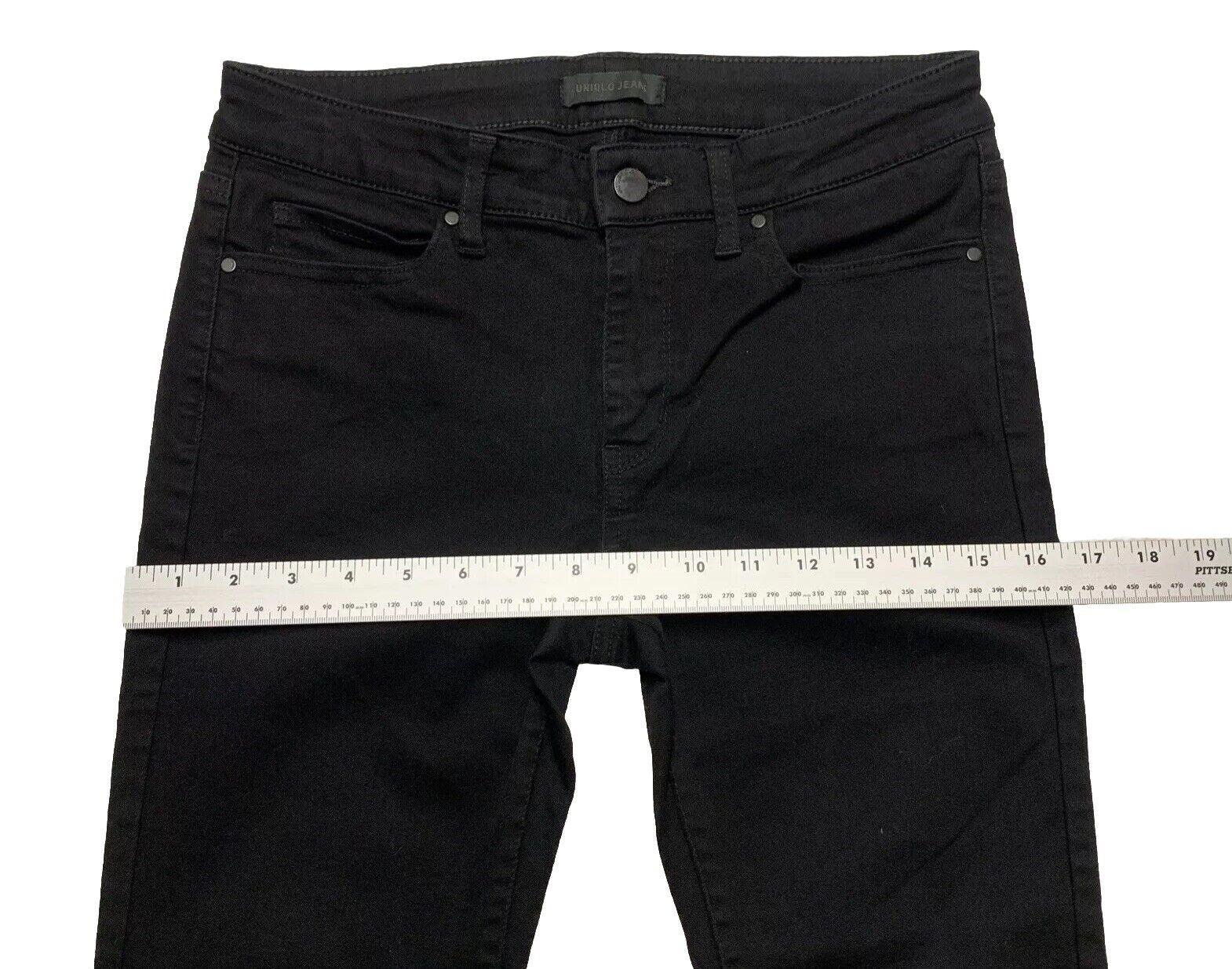 Uniqlo Men's Size 27x 26.75 Black Skinny Jeans Mid Rise Denim Cotton Blend