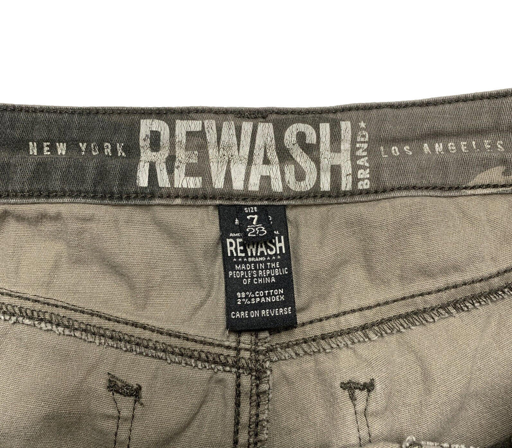 Rewash Brand Junior's Size 7/28 Olive Green Camo Print Straight Leg Pants