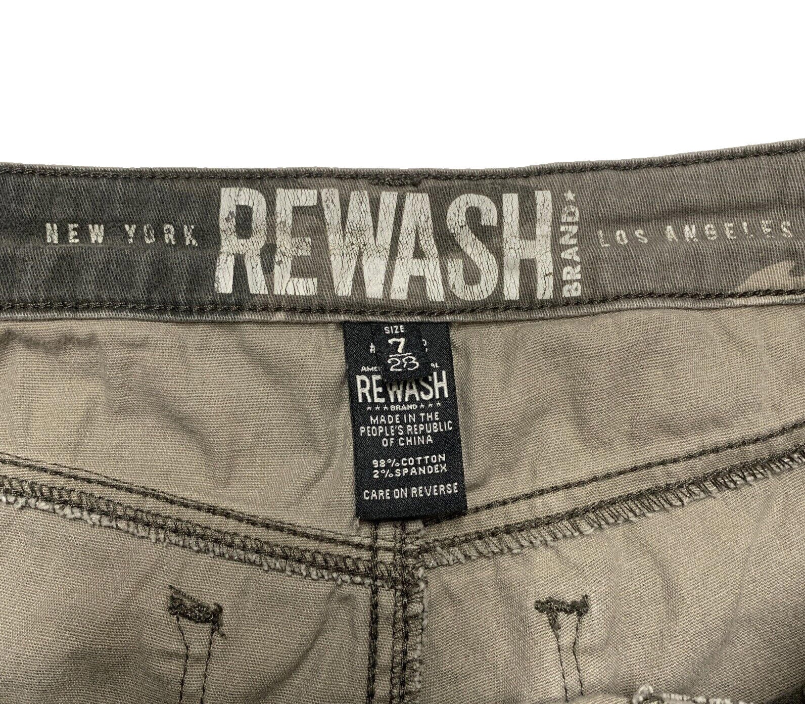 Rewash Brand Junior's Size 7/28 Olive Green Camo Print Straight Leg Pants