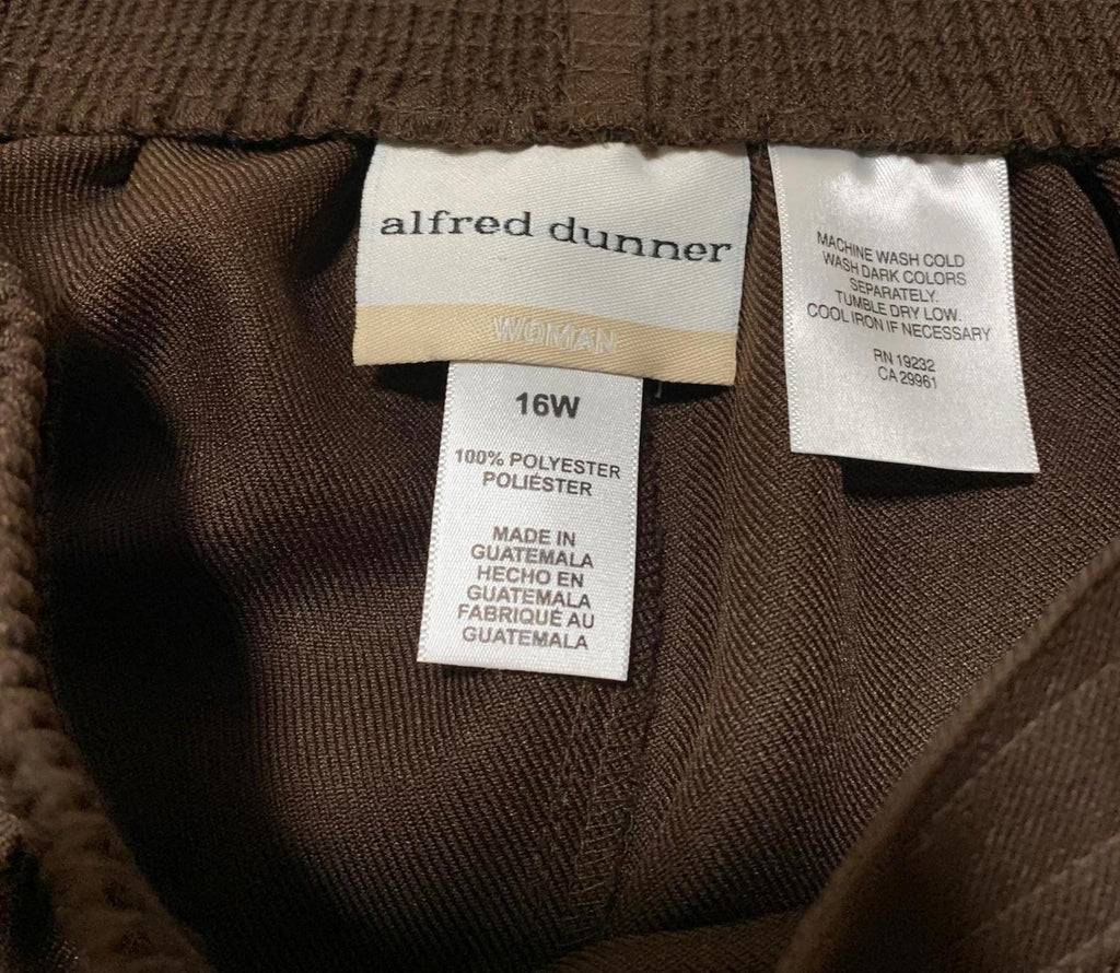 Vintage Y2K Alfred Dunner Women's Size 16 Wide Brown Polyester Skirt 2 Pockets