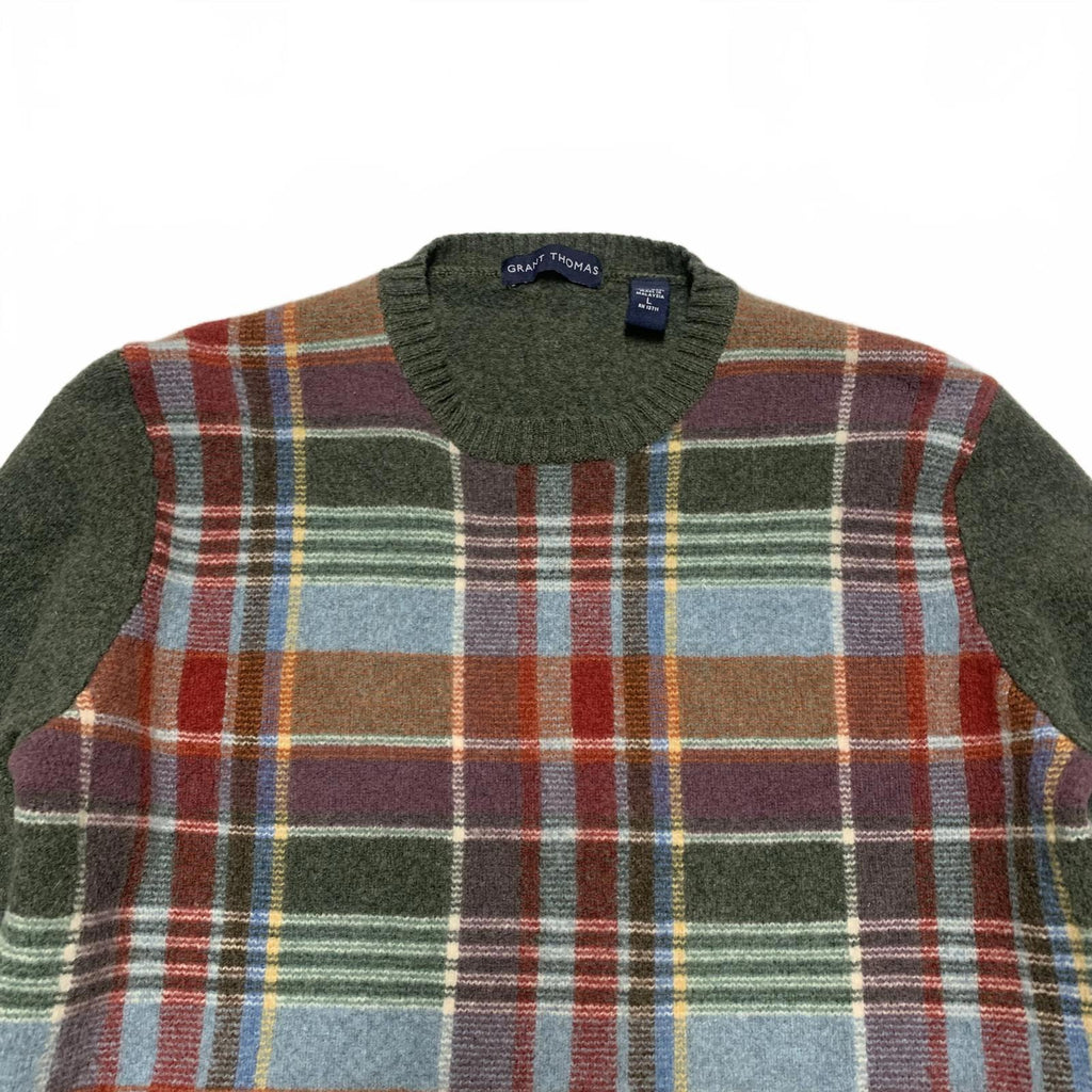 Grant Thomas Men's Size Large Plaid Wool Sweater