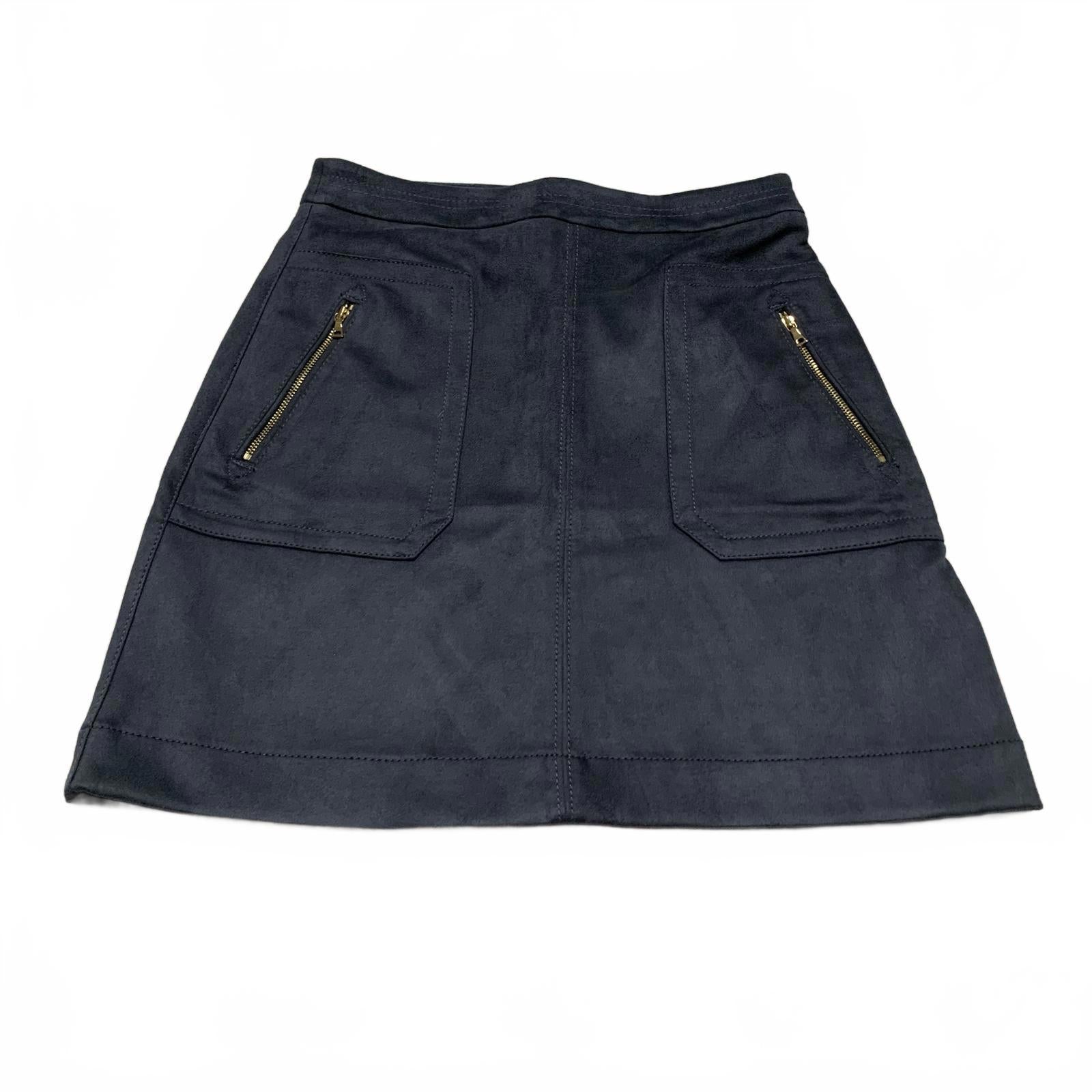 LOFT Petite Sze 00 Petite Suede Mini Skirt Zipper Pockets Charcoal Gray W 26.5