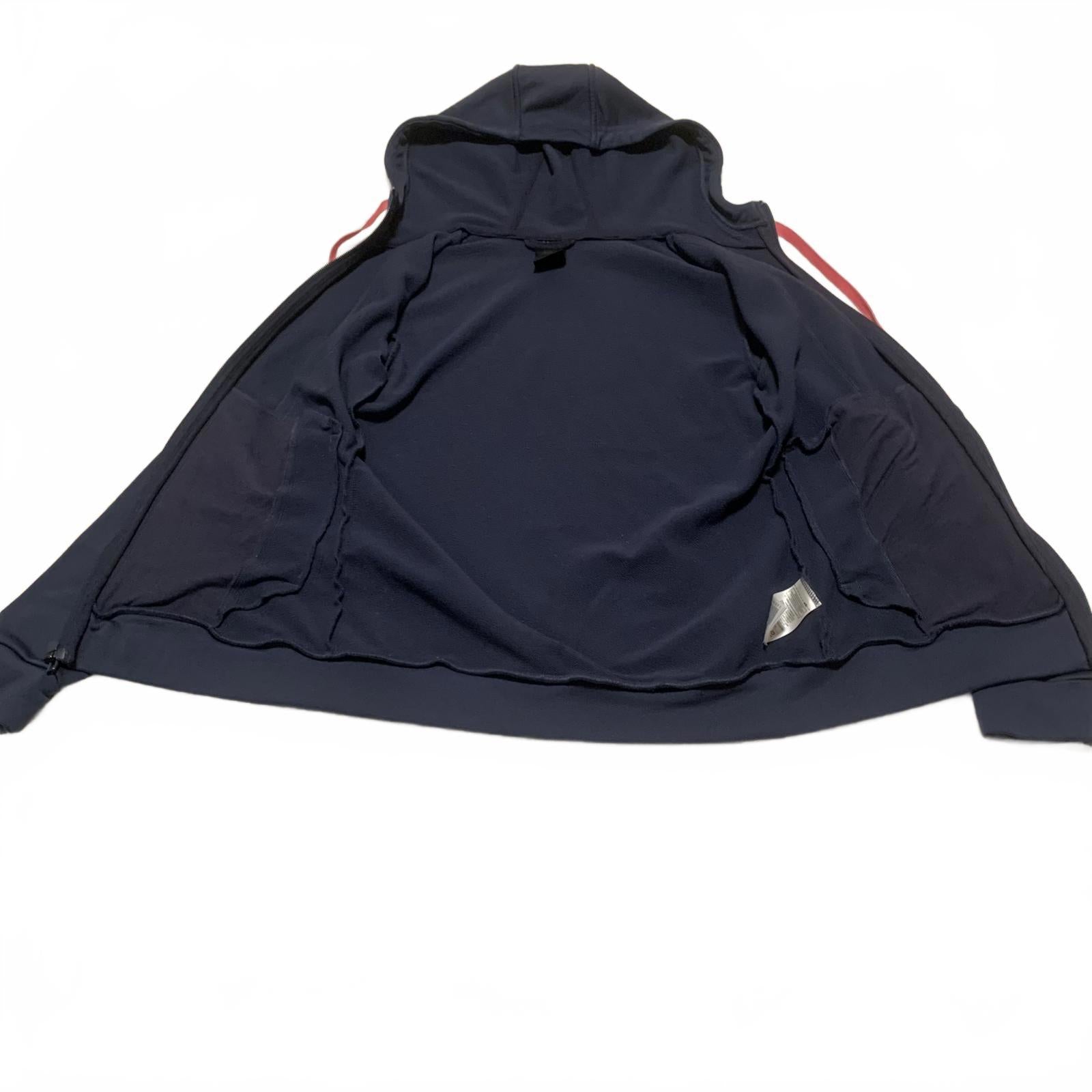 Adidas Women's Size S Navy Blue Hooded Zip-Up Hoodie Sweater 3 Stripes