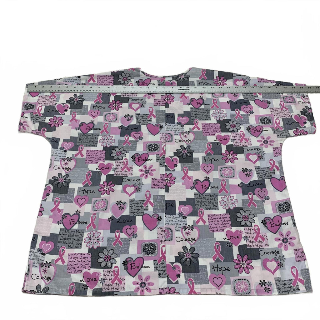 HQ Scrub High Quality Basic Women's L/XL Pink Ribbon Breast Cancer Awareness