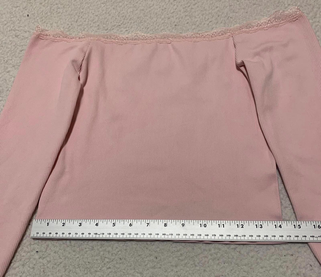 Charlotte Russe Women's Size XL Pink Off Shoulder Long Sleeve Top