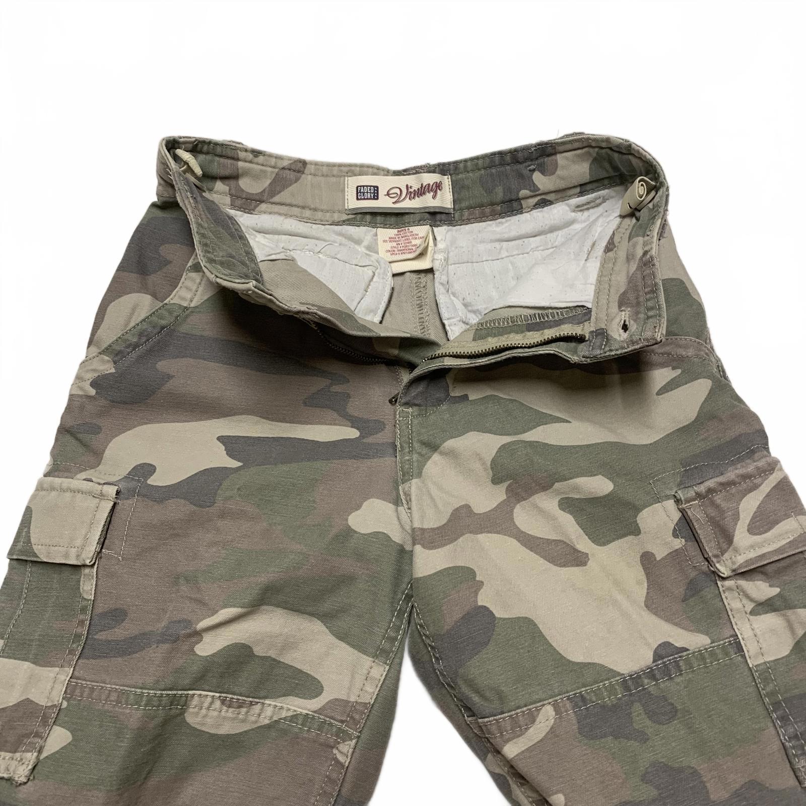 Faded Glory Boys Size 6 Olive Green Vintage Camouflage Cargo Shorts