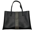 Vince Camuto Women’s Black Gray Stripe Pebbled Soft Vegan Leather Tote Bag