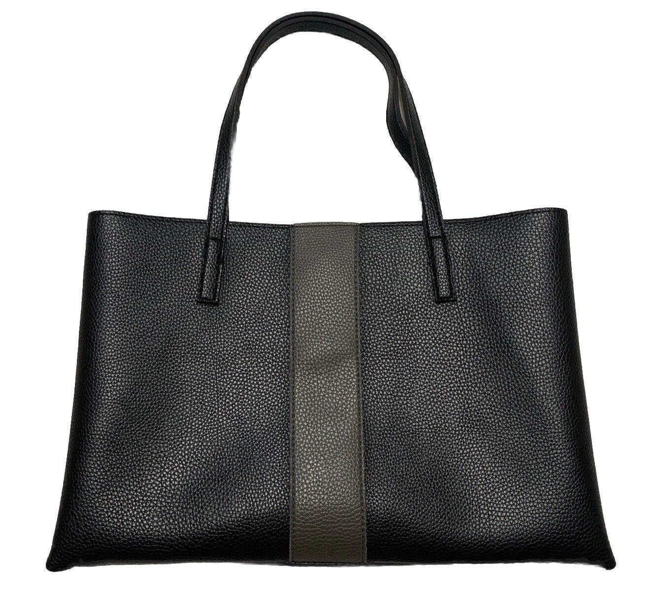 Vince Camuto Women’s Black Gray Stripe Pebbled Soft Vegan Leather Tote Bag
