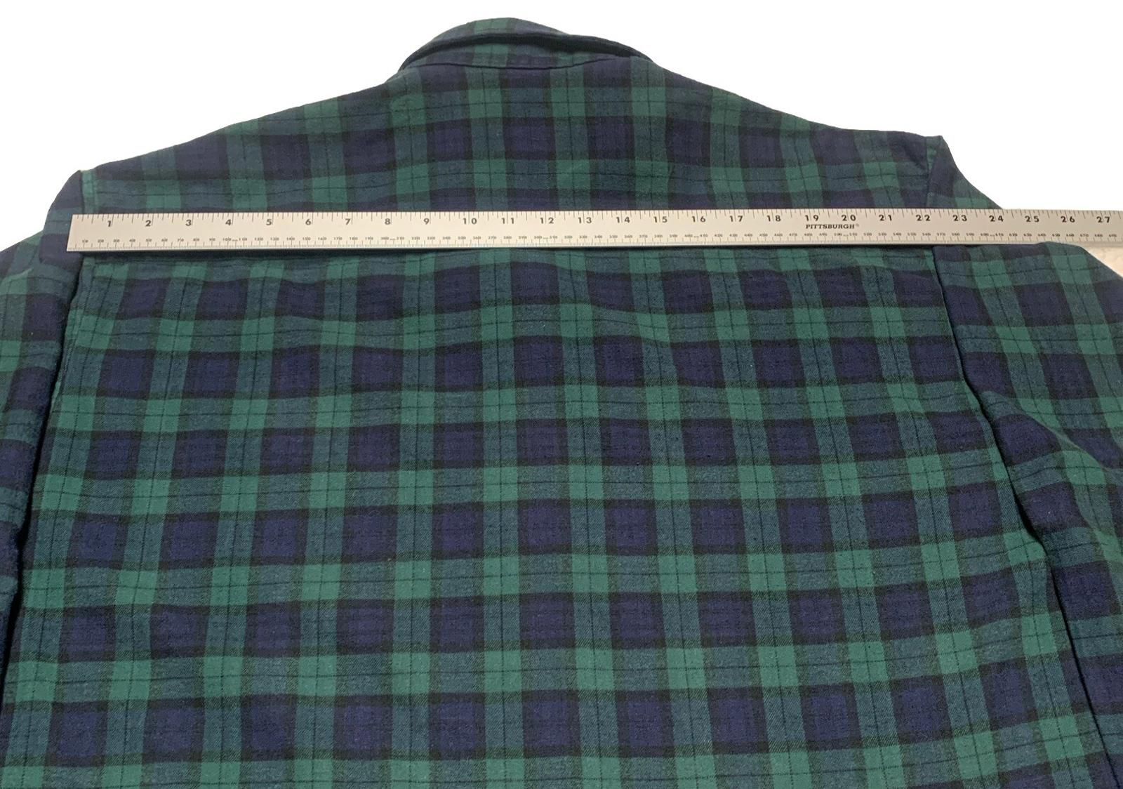 Faded Glory Men’s 2XL 50/52 Blue Green Plaid Long Sleeve Skipper Shirt