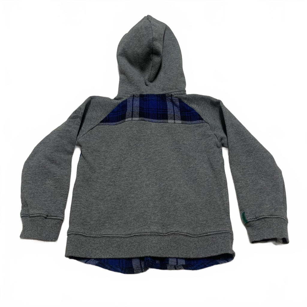 Brums Boys Size 5 Gray Blue Flannel Hooded Shirt Jacket Cotton