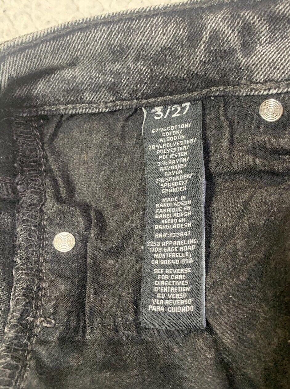 Kendall + Kylie Girl's Jeans Sz 3/27 Black  The Icon High Rise Boo Wash Fray Hem