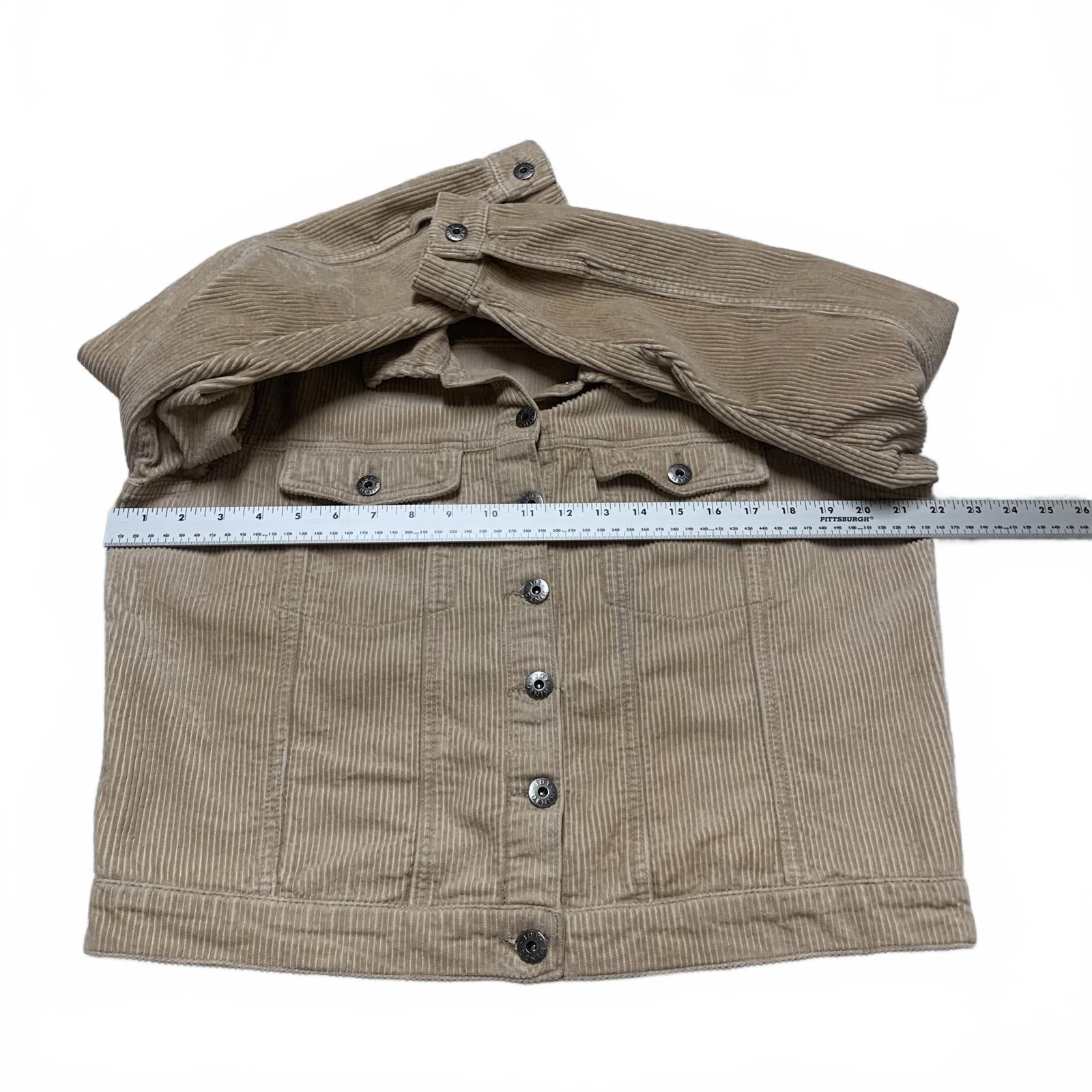 Jacqueline de Yong Women's Sz L/XL  42 Beige Corduroy Cropped Jacket