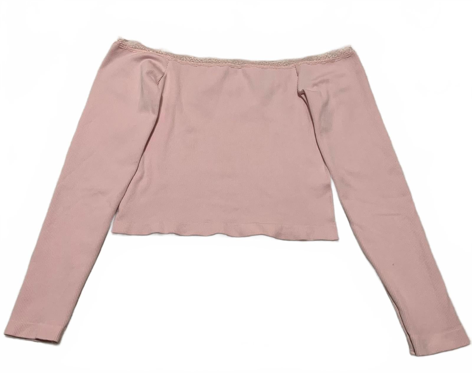 Charlotte Russe Women's Size XL Pink Off Shoulder Long Sleeve Top