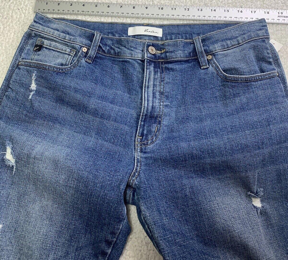 Kancan Jeans Women's Size 13 30 Blue Distressed Straight Leg