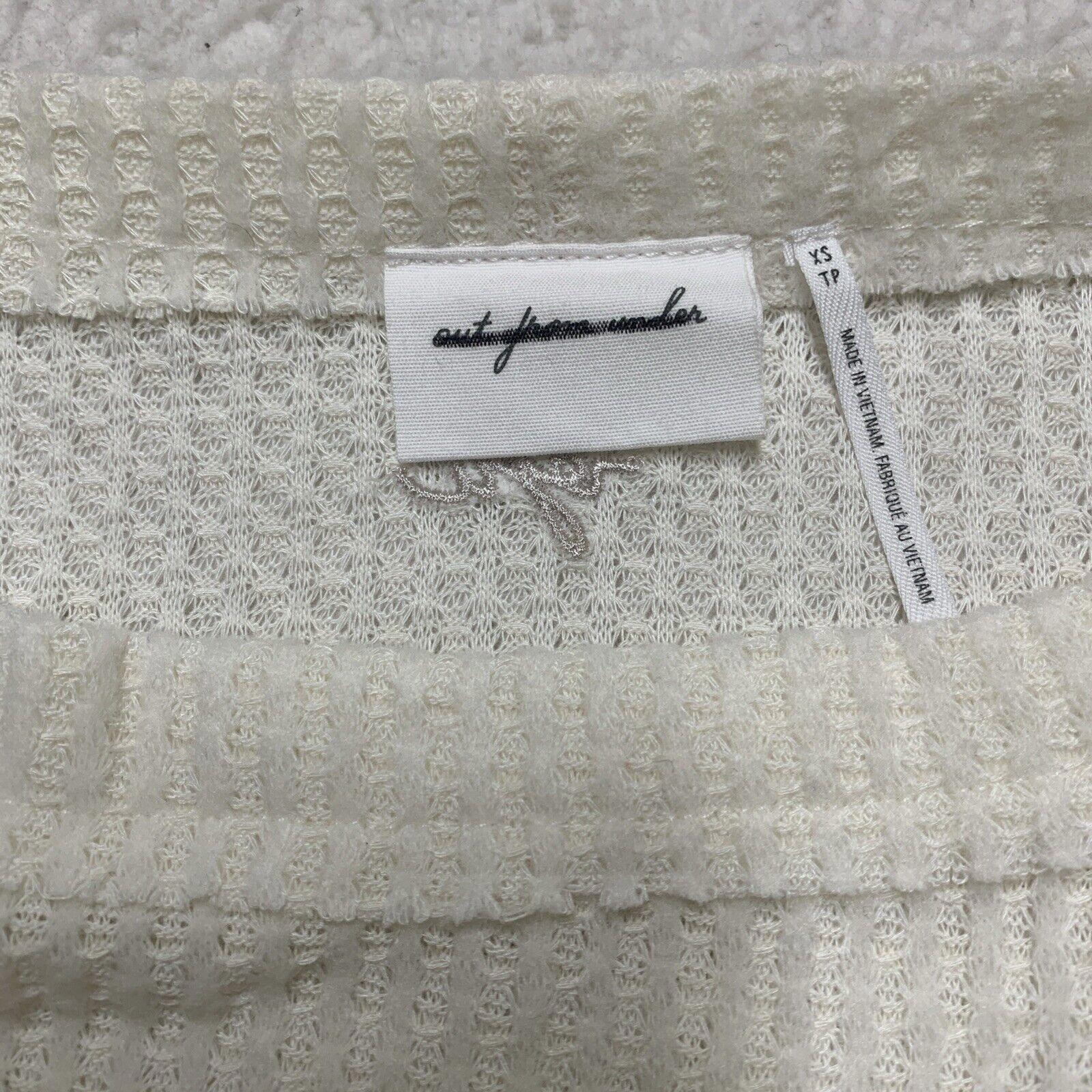 Out From Under UO Women XS  Ivory Oversized Waffle Knit Layering Top Slit