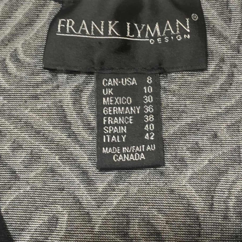Frank Lyman Womens Size 8 Black White Patterned Sleeveless Dress