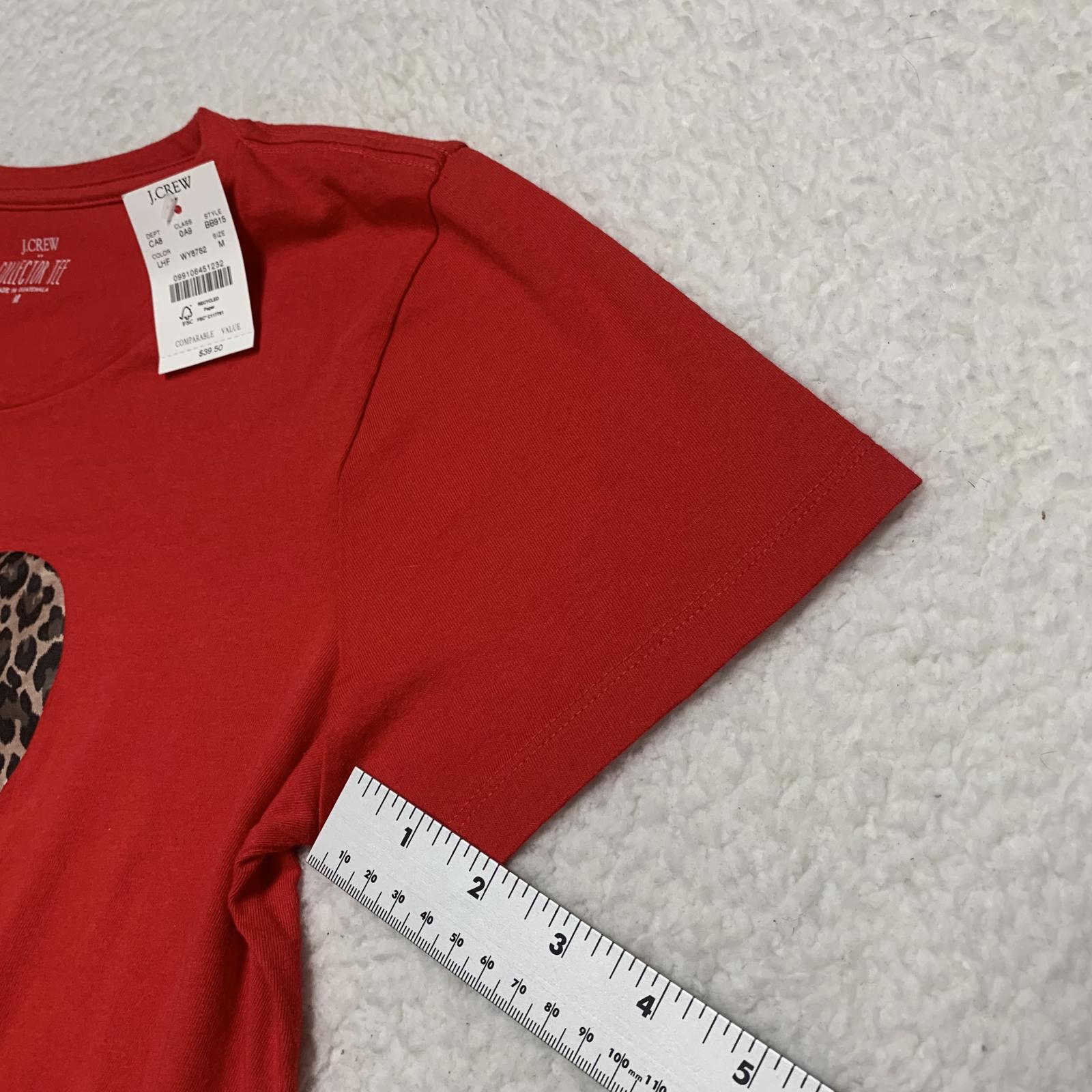 J.Crew Women's Size Medium Red Leopard Heart T-Shirt Collector Tee
