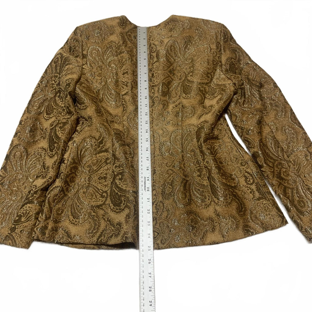 Harvé Benard Women's Size M/L Quilted Zip Jacket Mustard Gold Paisley Pattern