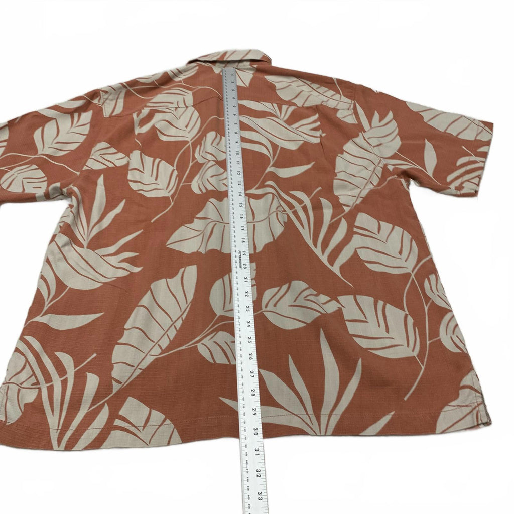 Tommy Bahama Mens Sz L Tropical Leaf Print  Shirt Silk Vacation Ready