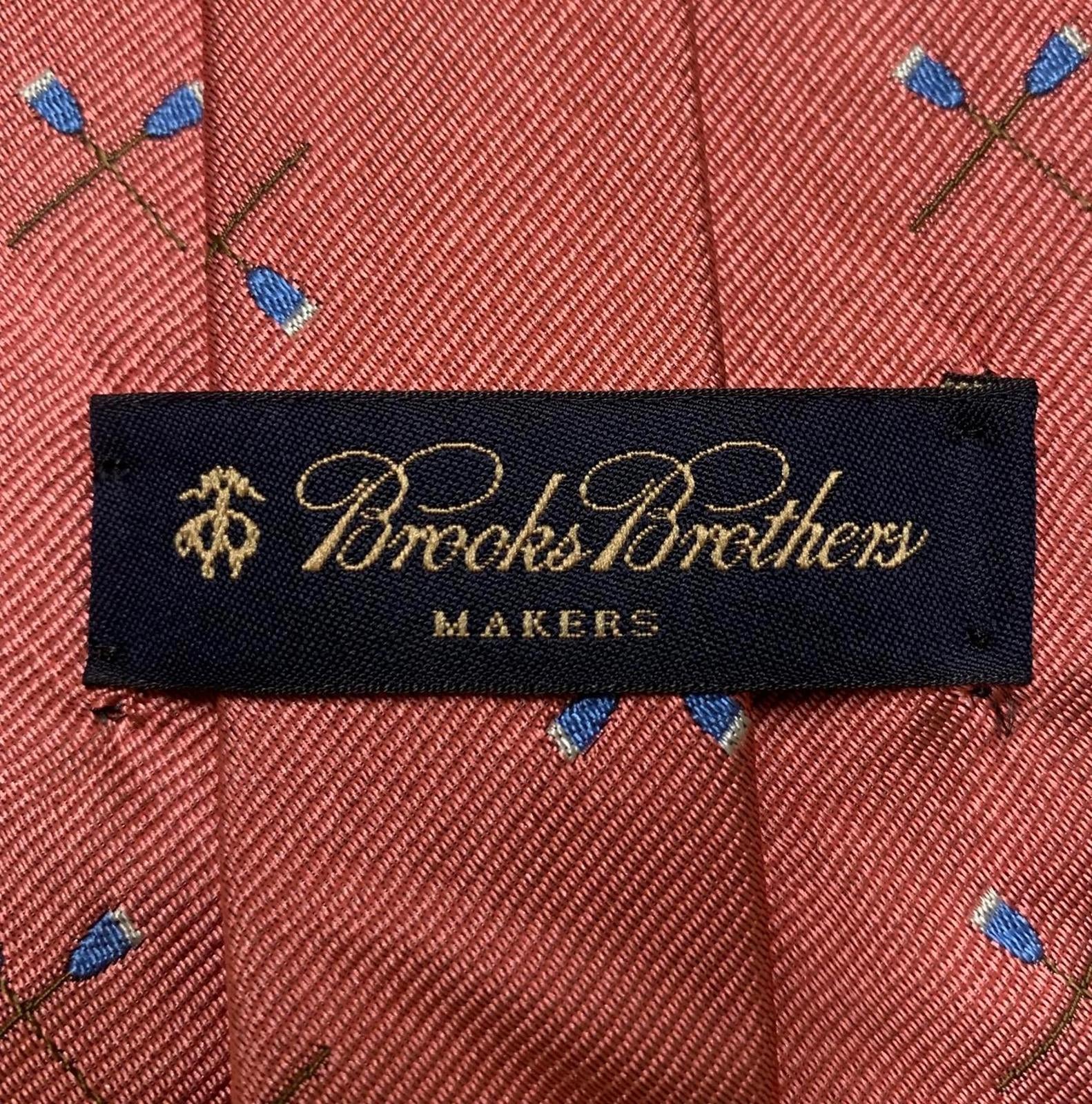 Brooks Brothers Men's OSFA Dusty Rose Silk Tie Blue Pattern USA