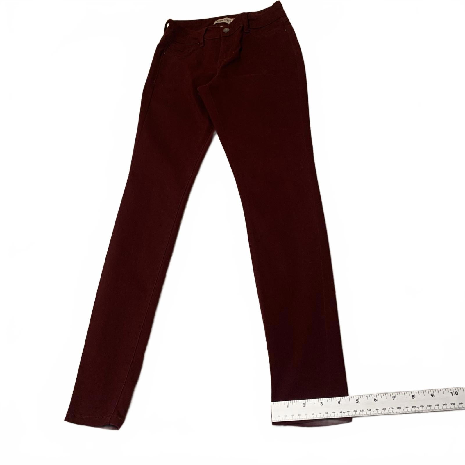 Blue Spice Women's Jeans Size 1  Junior Fit Stretch Skinny Burgundy W26x29.5L