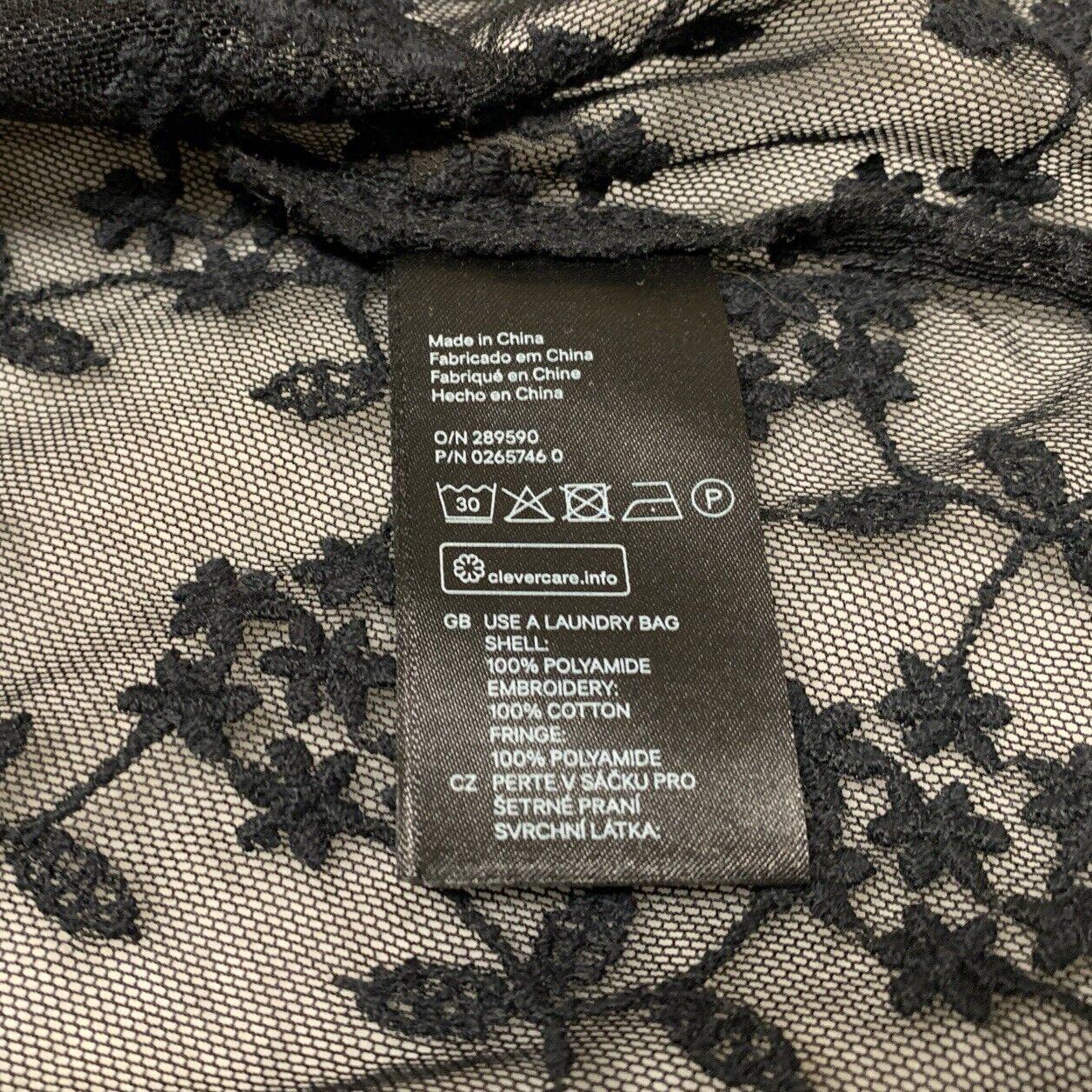 Divided H&M Women’s Size S Black Lace Fringe Shawl Ladies Scarf Boho Grunge