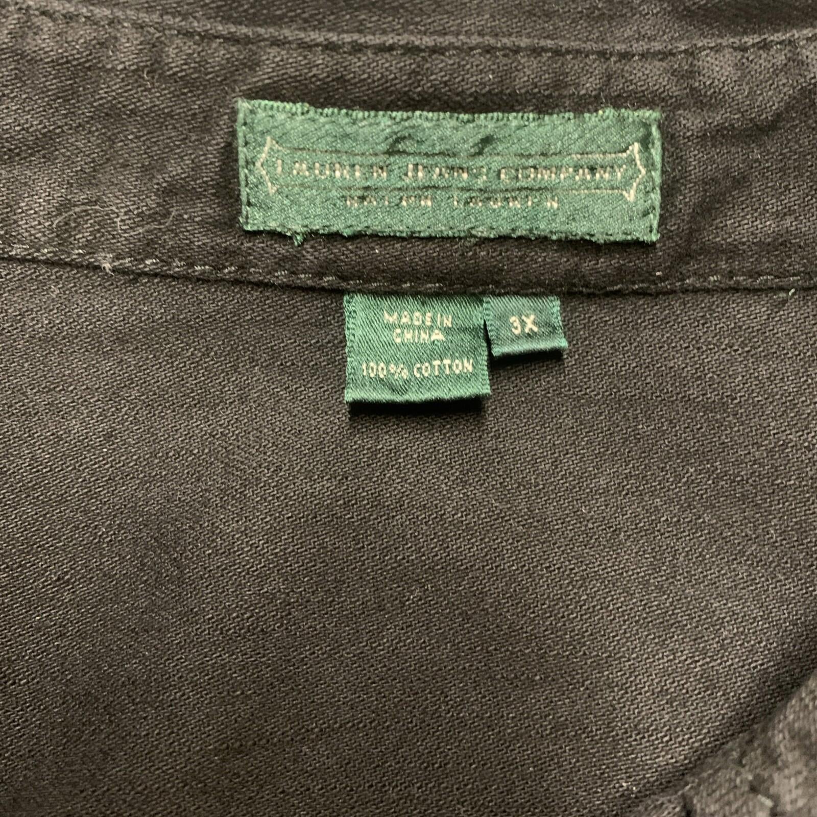 Lauren Jeans Company Mens 3X Black Button Up Military Shirt Shacket 100% Cotton