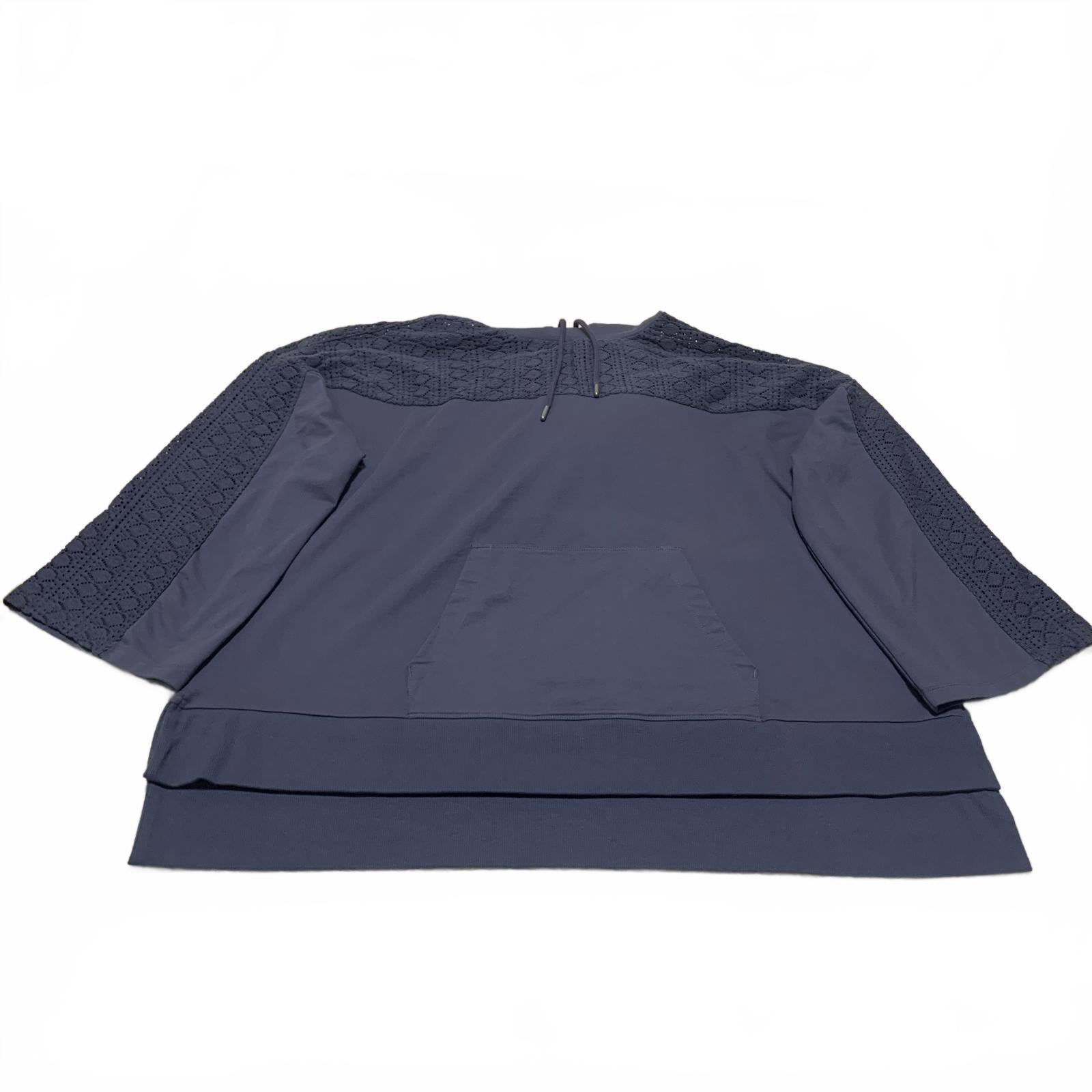 June & Vie Women's Size Large 18-20 Slate Blue Hoodie Sweatshirt Textured Detail