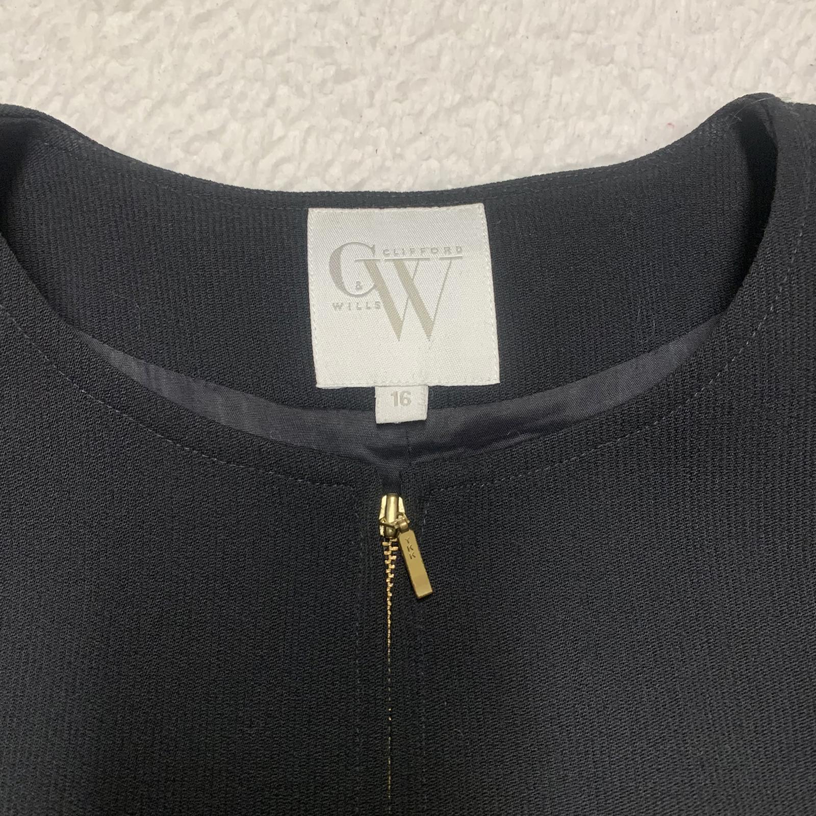 90s Clifford & Wills Women’s Size 16 Black Zip Jacket Blazer VTG