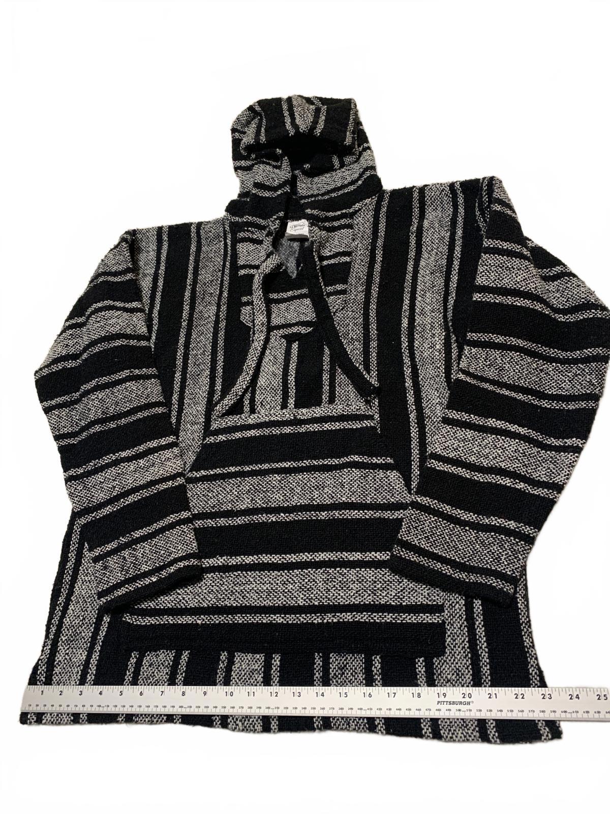 La Montaña Especial Men's Size XL Black White Striped Hoodie XL Mexico