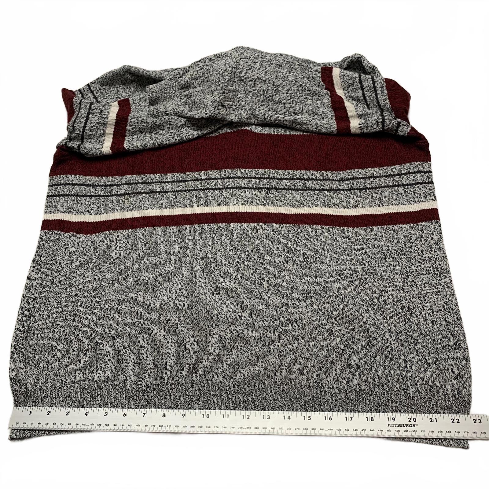 Croft & Barrow Men's XL Gray Burgundy Striped Sweater Cotton