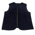 UNIQLO Women's Small Navy Vest V-Neck Full Zip Teddy Fleece Jacket Faux Sherpa