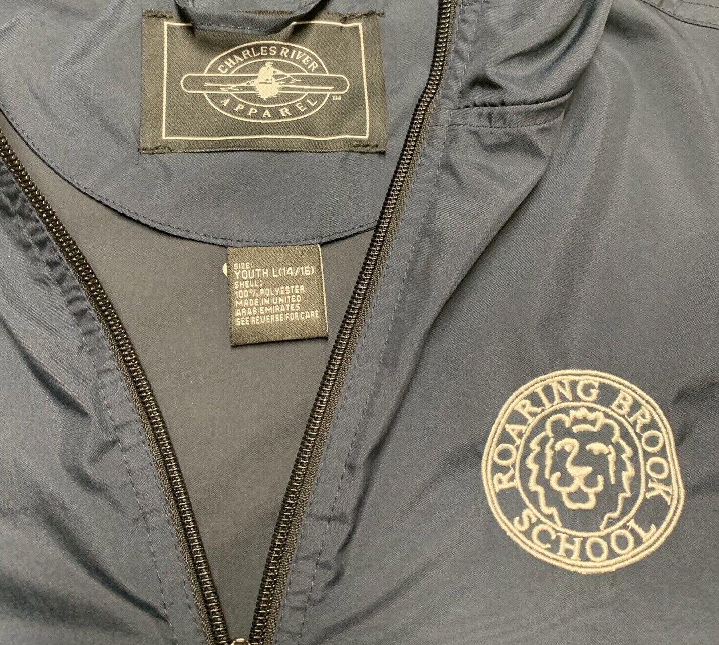 Charles River Pack-N-Go Pullon Rain Jacket Windbreaker Youth L 14-16 Navy