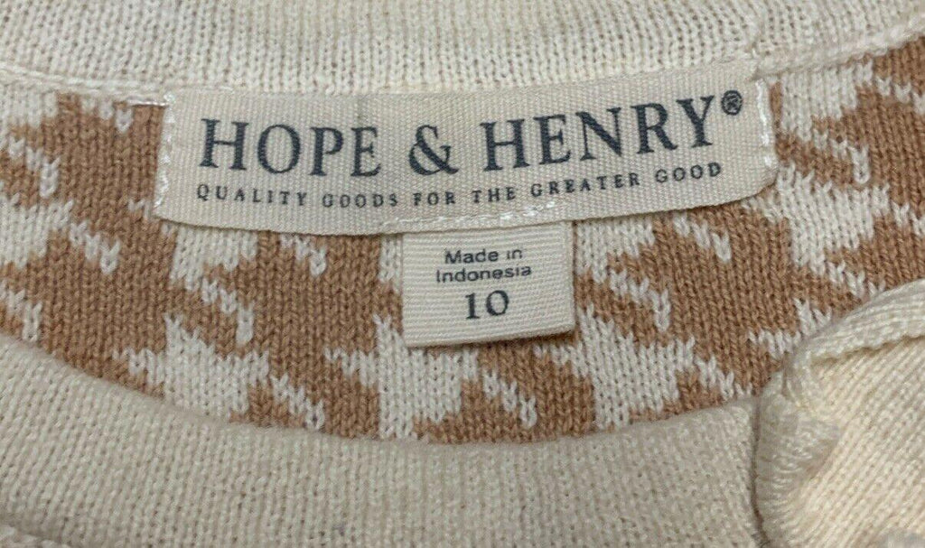 Hope & Henry Girls Size 10 Ivory Beige Houndstooth Sheath Dress Bow Knee Length